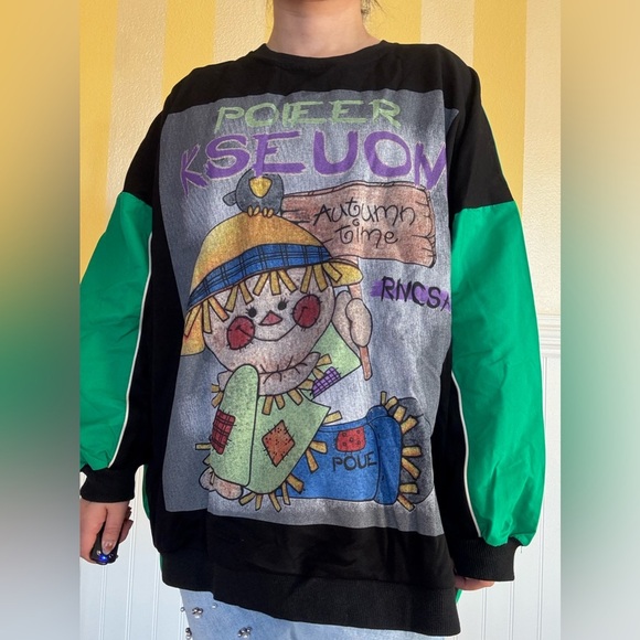 Unisex Graphic Sweatshirt with Green and Black Accents - Picture 5 of 8